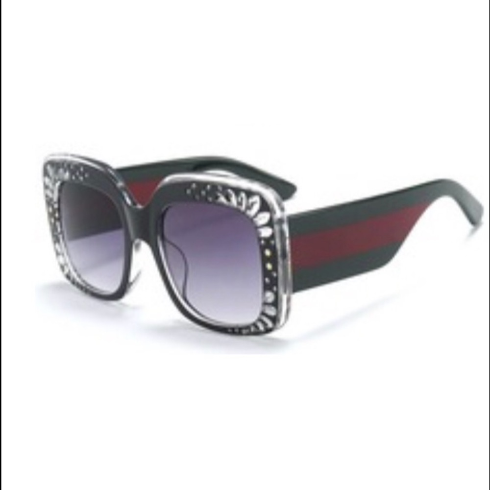 Oversize Square Frame Rhinestone Sunglasses